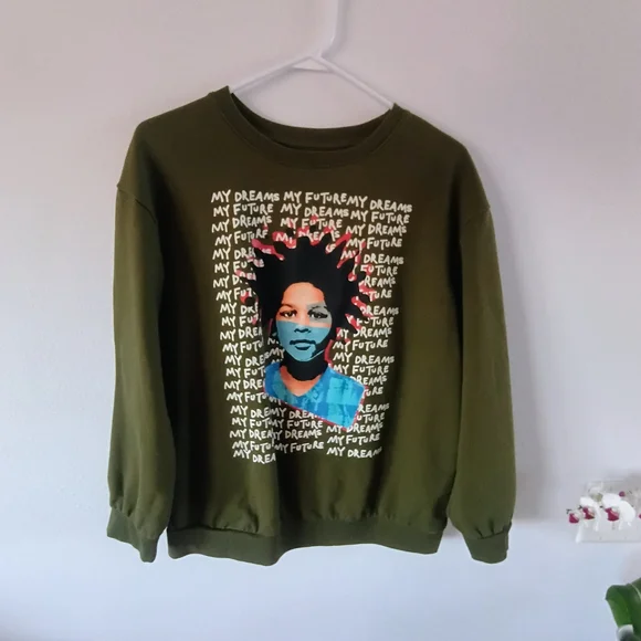 Black History Month Graphic Sweatshirt XXL Olive Green Pullover Streetwear - Picture 1 of 7